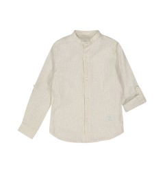 Camicia bianca con collo alla corena in lino da bambino - Melby